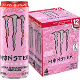 Monster Ultra Strawberry Dreams Zero Sugar Energy Drink - 4pk/12 fl oz Cans