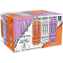 Monster Energy Ultra Zero, Ultra Sunrise, Ultra Wild Passion - 16 fl oz/12pk Cans