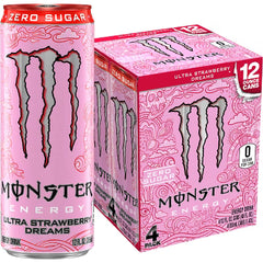 Monster Ultra Strawberry Dreams Zero Sugar Energy Drink - 4pk/12 fl oz Cans