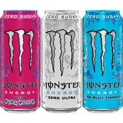 Monster Energy Ultra VP, Zero Ultra, Ultra Blue Hawaiian, Ultra Punk Punch, Energy Drink - 12pk/16 fl oz